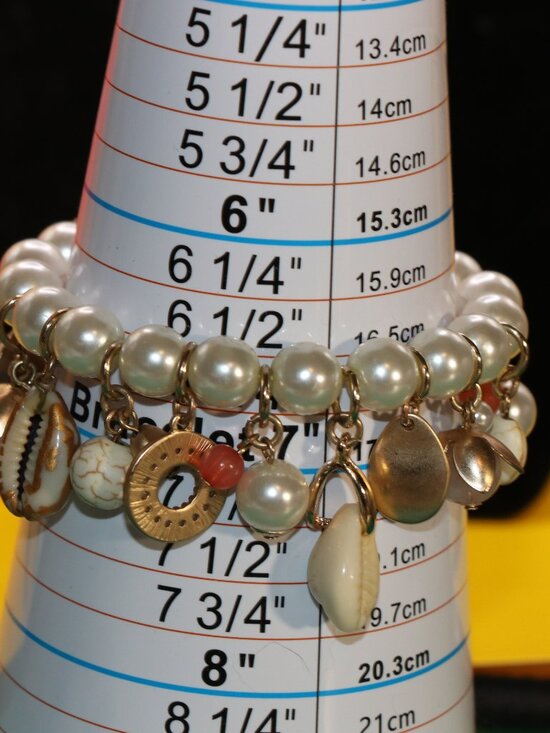 Faux Pearl Graduated Bead Choker and Boho Bracelet Combo Set - Picture 6 of 6